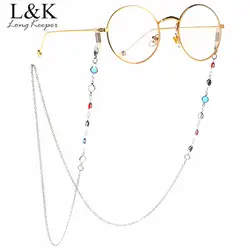 Нержавеющая сталь 75 см Солнцезащитные очки ремешок цепочки и ожерелья из бисера очков многоцветный цепи шнур для чтения для женщи