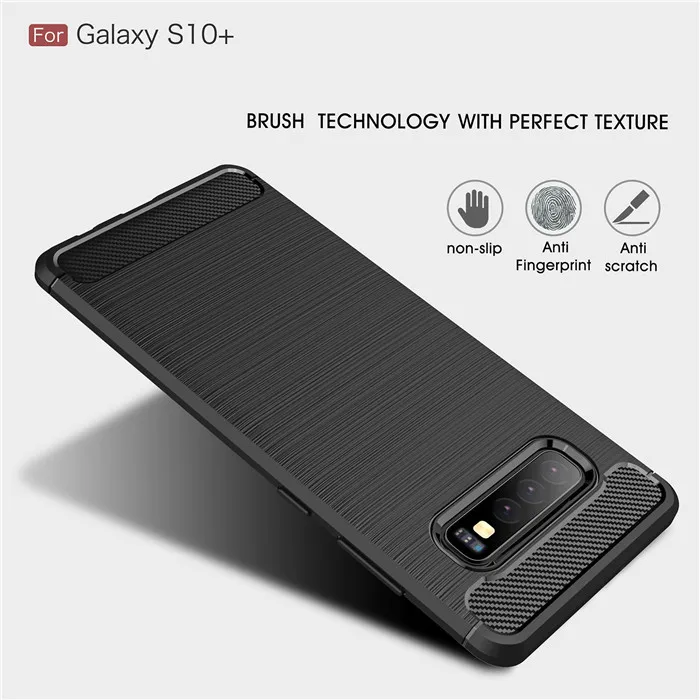 For Samsung Galaxy S10 Case Shockproof Carbon Fiber Soft Silicone for Plus S10E E Protective Bumper |