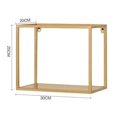 Steel Frame Gold Сталь дуб Дерево Черный Белый розовое золото настенное крепление плавающая полка стеллажи лоток гостиная комната - Цвет: Steel Frame Gold