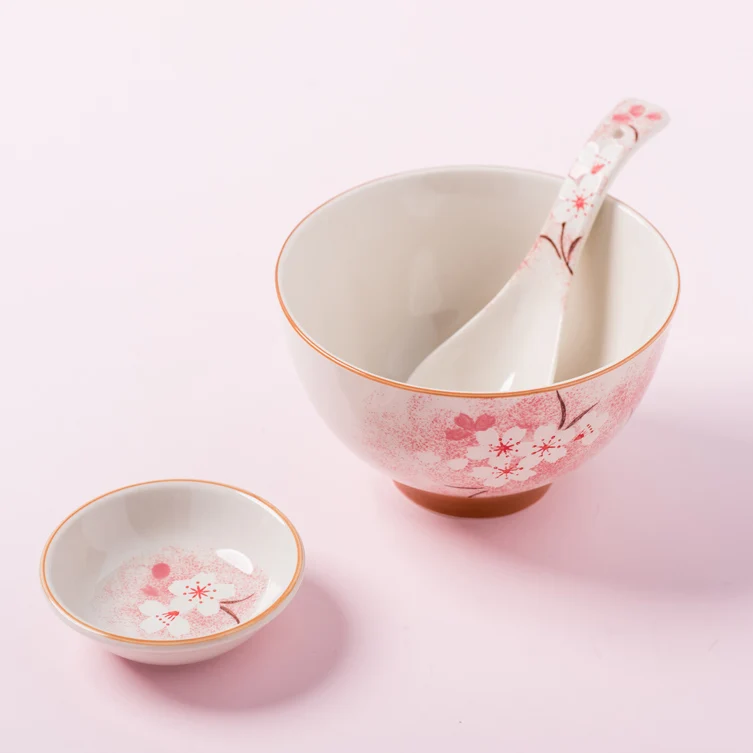 Pink Porcelain Plate Ceramic Dinner Dish Plate Rice Bowl Soup Plates Dinnerware Sets Tableware