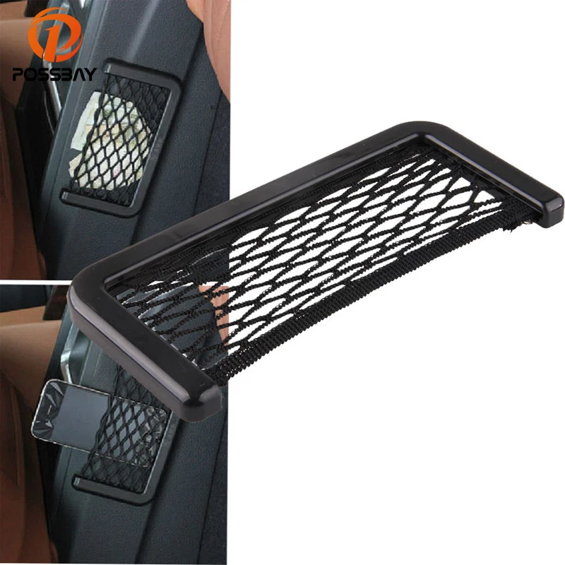

POSSBAY Universal Car Seat Side Net Resilient String Storage Bag Cigarette for Phone Holder Pocket Organizer Auto Accessories