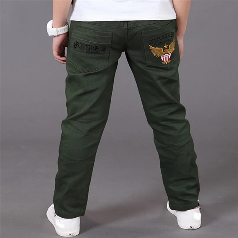 3 Color Winter Kids Boy Clothes Boys Pants Toddler Children Kids Boy Warm Pocket Embroidery Pants Casual Trousers Clothes JY12#F