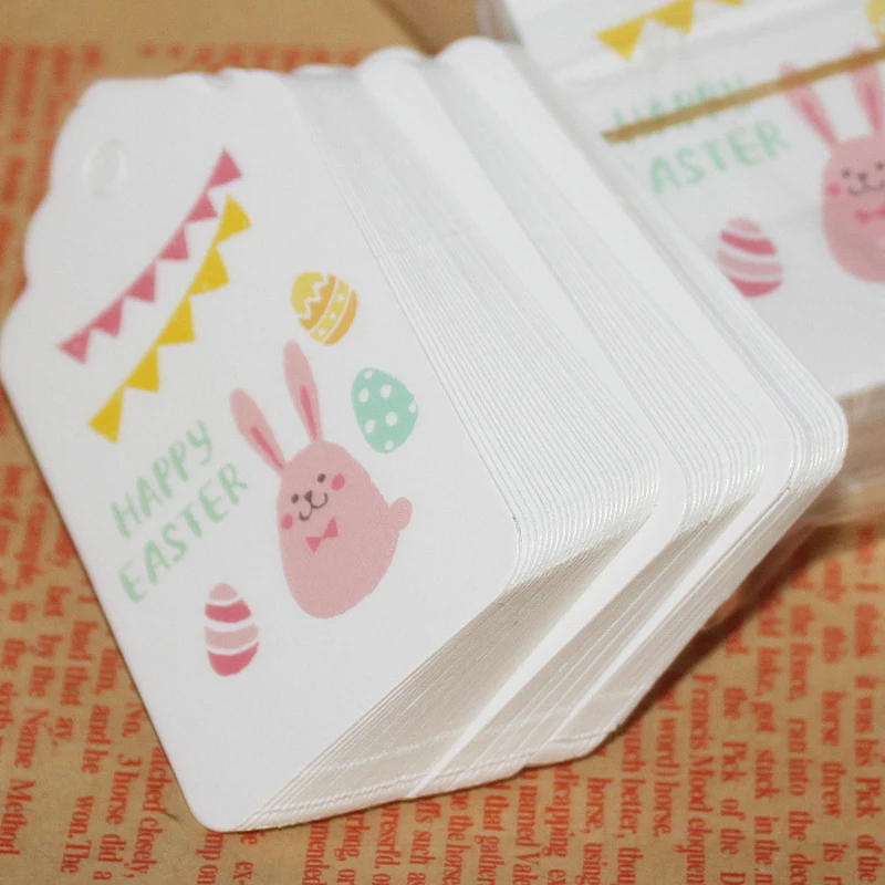 100pcslot Easter Rabbit Kraft Paper Tags Labels DIY Wedding Note Craft Gift Tag Easter Bunny Decorations for Home wielkanoc (5)