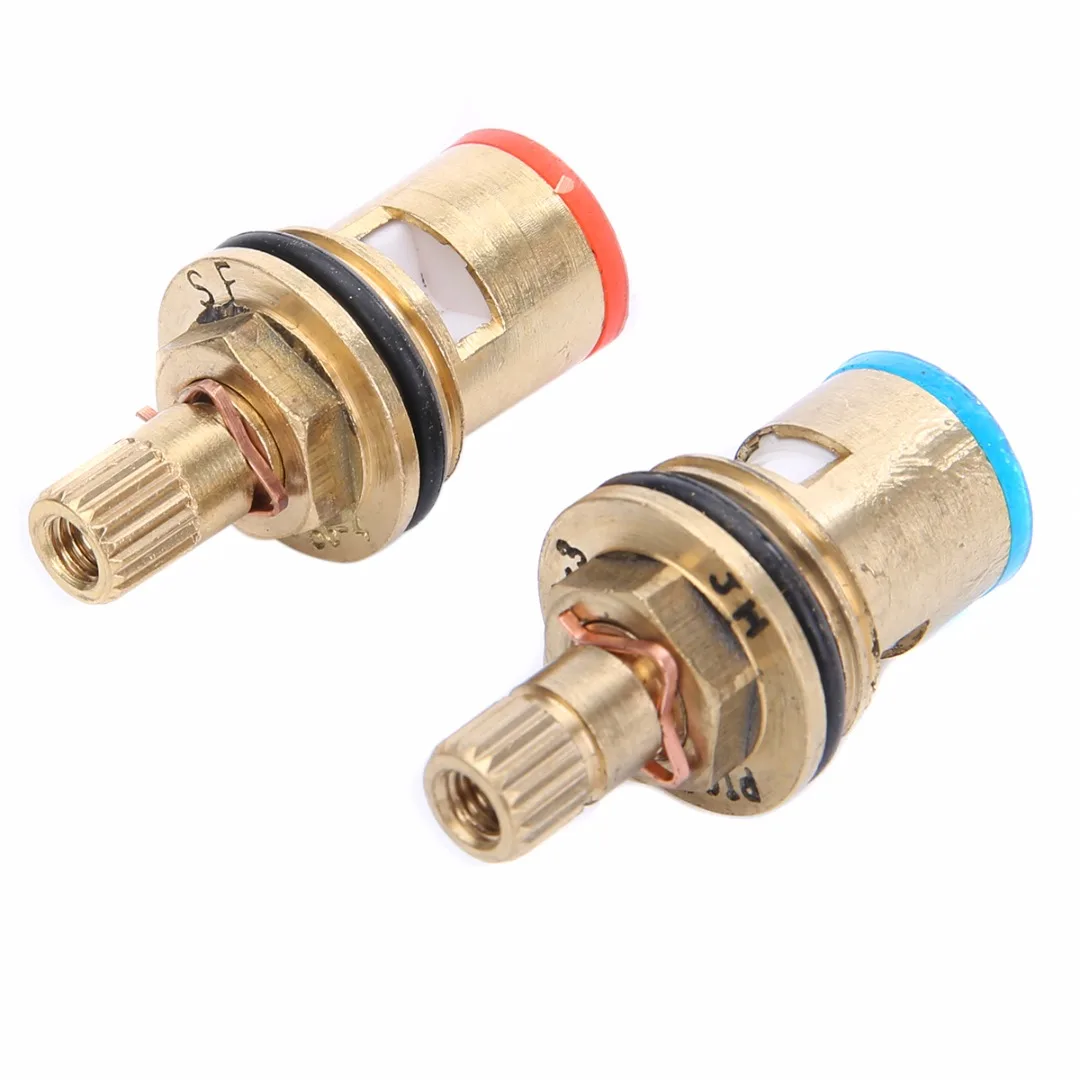 2pcs Great Brass Ceramic Disc Cartridge Valves Mayitr Quarter Turn Cartridges Gland Insert 20 Teeth Basin Bathroom Repair Kit