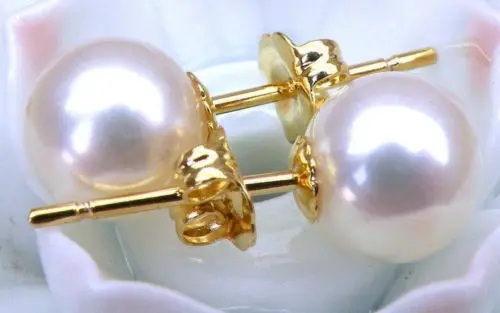 

HOT 9 MM AAA+++ GRADE PERFECT ROUND WHITE AKOYA PEARLS EARRING 14K/20 SOLID GOLD