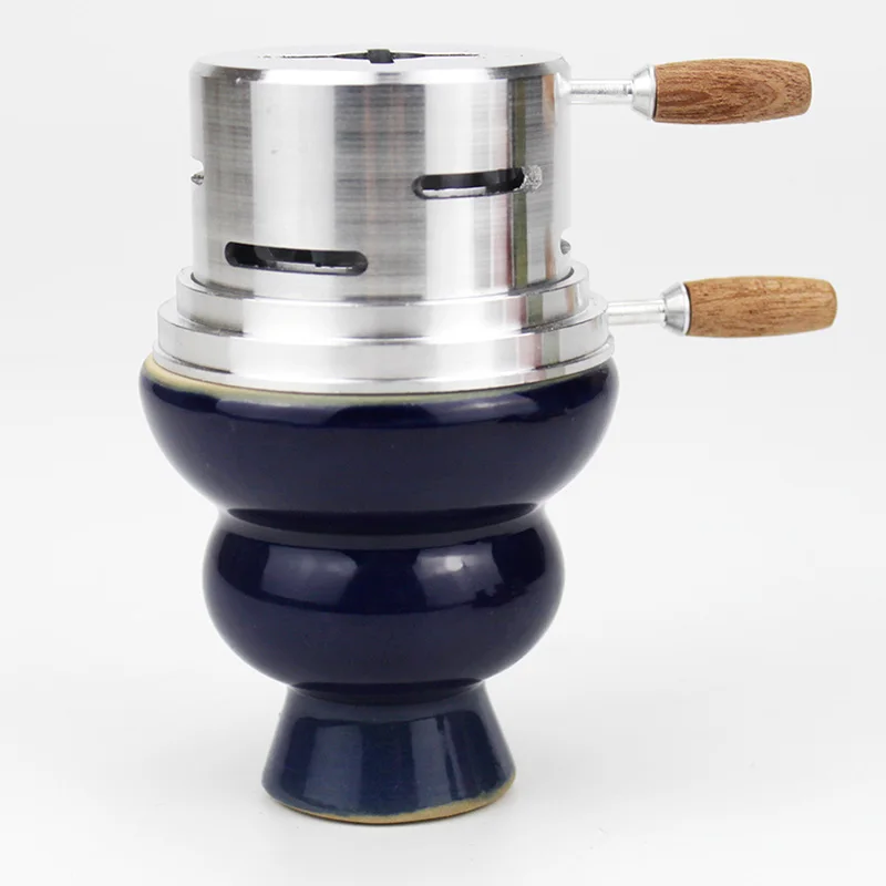Ветрозащитная керамическая чаша для кальяна с Карбоновым держателем для угля Nargile Sheesha Narguile Chicha Cachimbas аксессуары для головки кальяна - Цвет: blue set