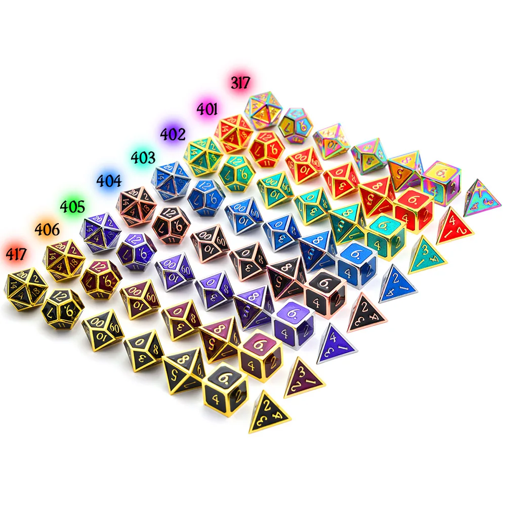 Kopen Shiny Zinklegering Polyhedral Metalen Dobbelstenen Dungeons And Dragons Dobbelstenen DnD dobbelstenen voor Tafel Top Games