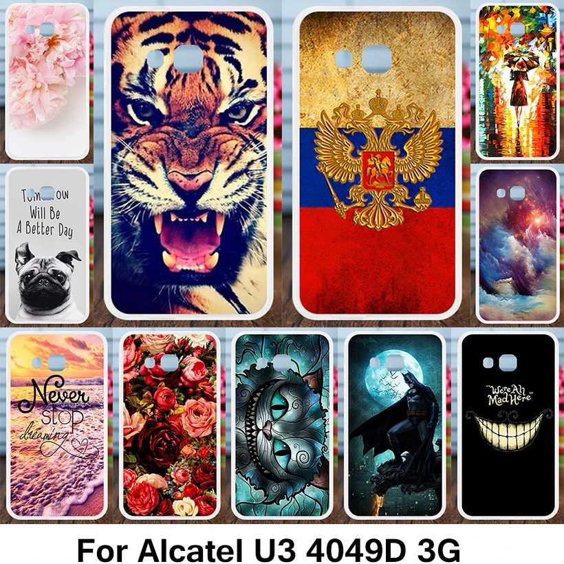 

Ojeleye For Case Alcatel U3 Case 3G Silicon U3 3G Case Patterned For Cover for Alcatel 4049D U3 Shell Soft Anti-Knock Protector