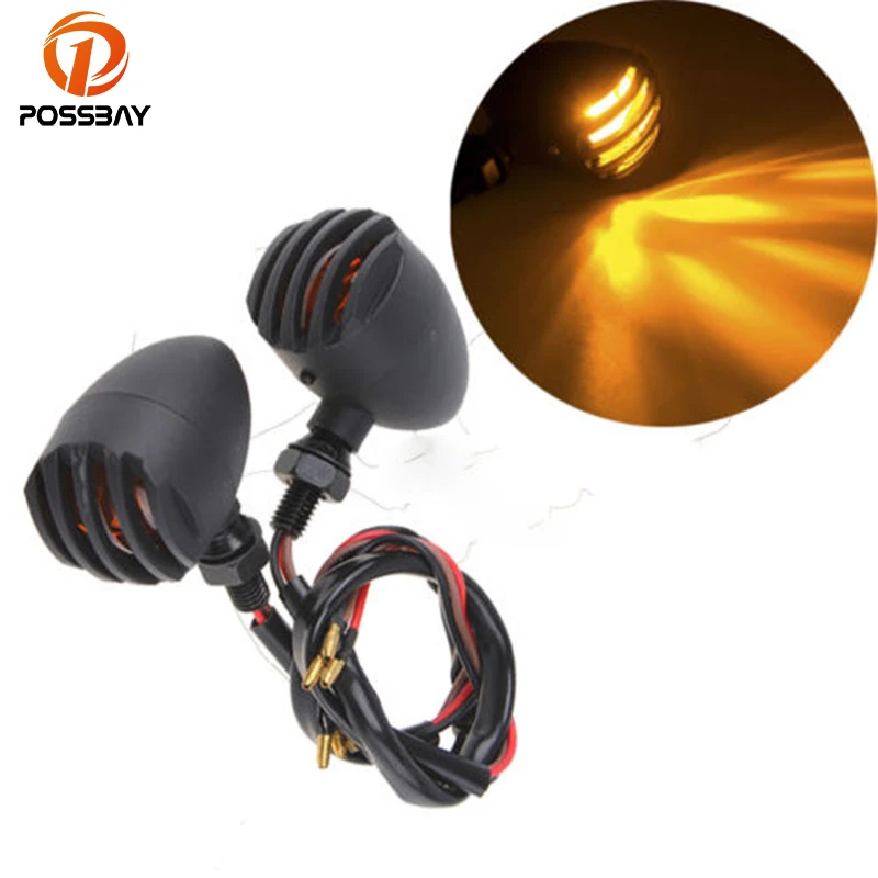 

POSSBAY Universal Motorcycle Lights Blinker 3 Wire Vintage Bullet Turn Signal Lights Indicator Cafe Racer Lighting For Suzuki