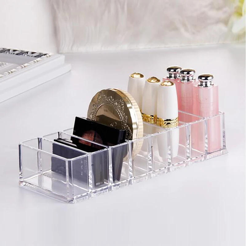 Women Makeup Tools Storage Case Clear Acrylic Powder Storage Box Desktop Cosmetic Organizer Lipstick Nail Polish Rings Holder