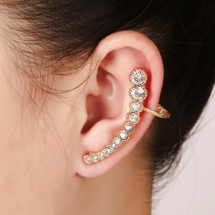 Wlp Luxury Brand Jewelry European Fashion Personality Round Crystal Wlp Luxury Brand Jewelry European Fashion Personality Round Crystal Ear Clip Earrings Rhinestone New Cuff In From