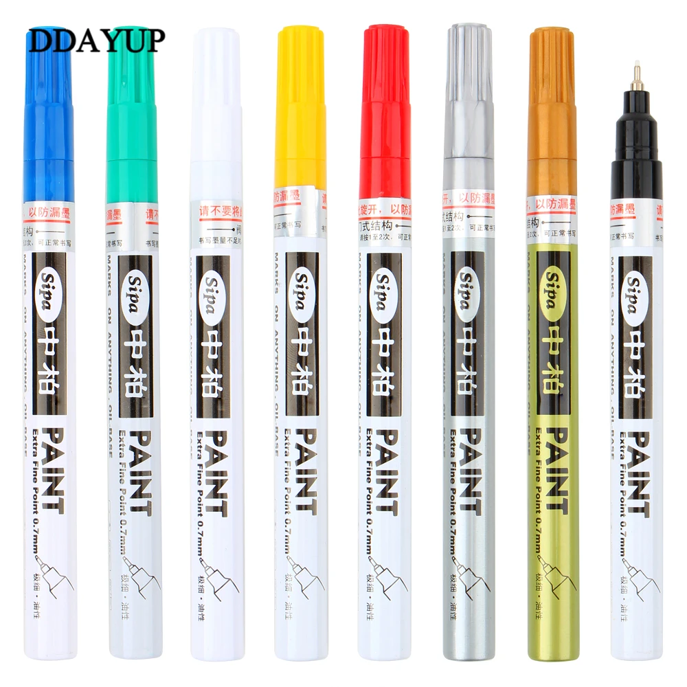 

8 Colors Metallic needle Marker Pen To Extra Fine Point Paint Non-toxic Permanent Pen Diy Art School Office Supplies