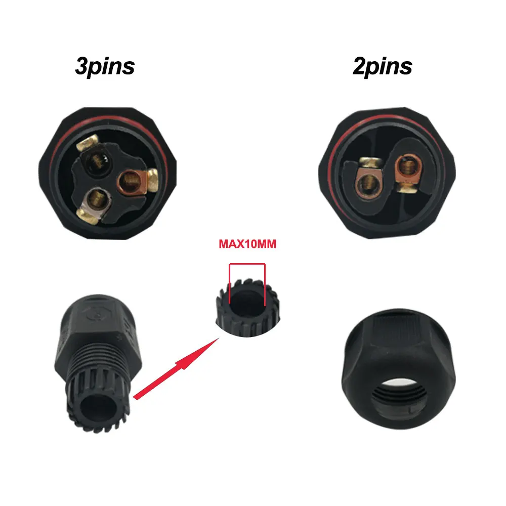 IP67 Waterproof Connector 2 Pin 3 Pin Electrical Terminal Wire Adapter Connector Screw and Soldering Pin connector for LED Light (15)