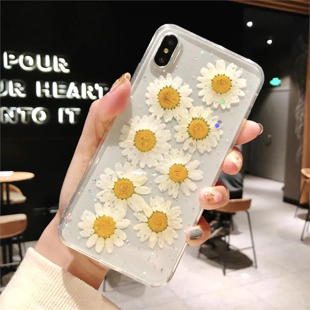 Чехол ручной работы с цветами для iPhone X модные настоящие сухие цветы чехлы Lovley