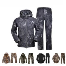TAD Sharkskin Tactical Soft Shell Suits Outdoor Men Hunting Jacket Windbreaker Hiking Camping Waterproof Jacket And Pants tad lurker shark soft shell waterproof hunting jacket tactical jacket windbreaker outdoor camping hiking army jacket men coat