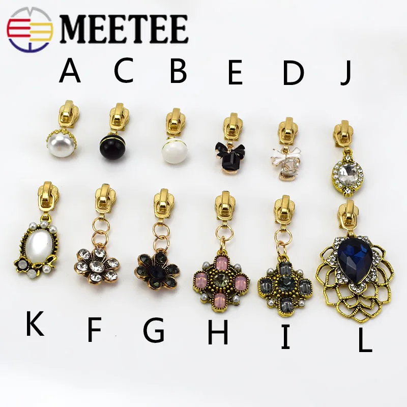 Meetee 5 шт. 3#/5# металлические застежки-молнии для металлических молний костюм "сделай сам" украшение молния головка Швейные скобяные изделия Аксессуары ZT009