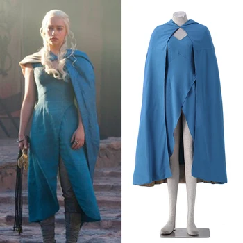 

Cosplay dress with cloak for Daenerys Targaryen blue dress Game of Thrones coplay costume free shipping