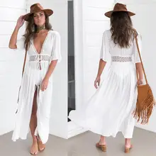 KANCOOLD dress Fashion Women Chiffon Bikini Swimwear Cover Up Cardigan Beach Dress Lace V-Neck Bohe dress women 2018jul31
