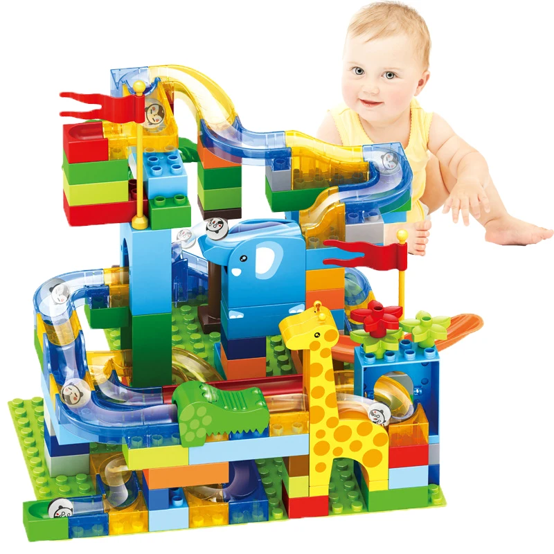 

New Marble Race Run Maze Ball Jungle Track Building Blocks Fun Sliding ball Compatible Duplo Birthday Gift Toys For Kids