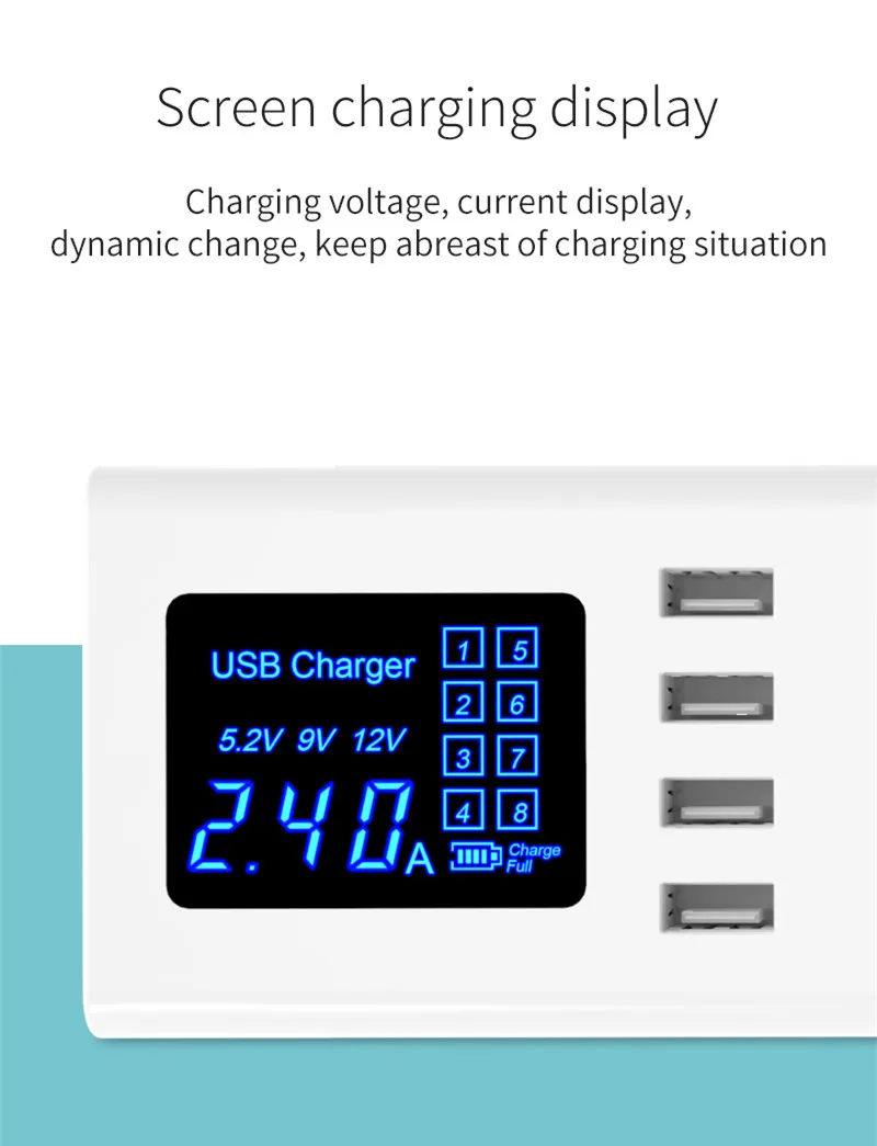 Smart 8 Ports USB Charger Station Led Display Wall Charger Power Adapter (7)