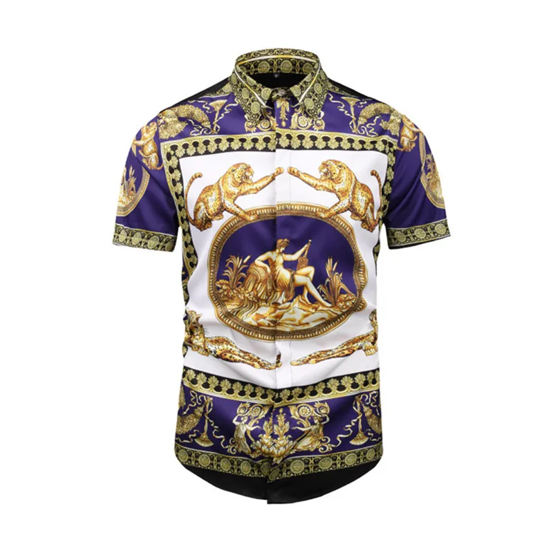 2019 New Men s Shirts Summer Men s Printed Camisa Hawaiian Shirts Button Off Slim Fit 1