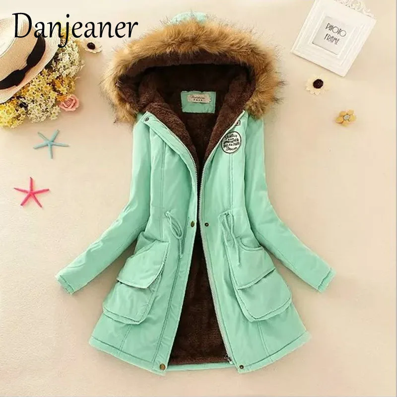 Danjeaner New Parkas Female Women Winter Coat Thickening Cotton Winter Jacket Women Outwear Slim Parkas for Women Winter