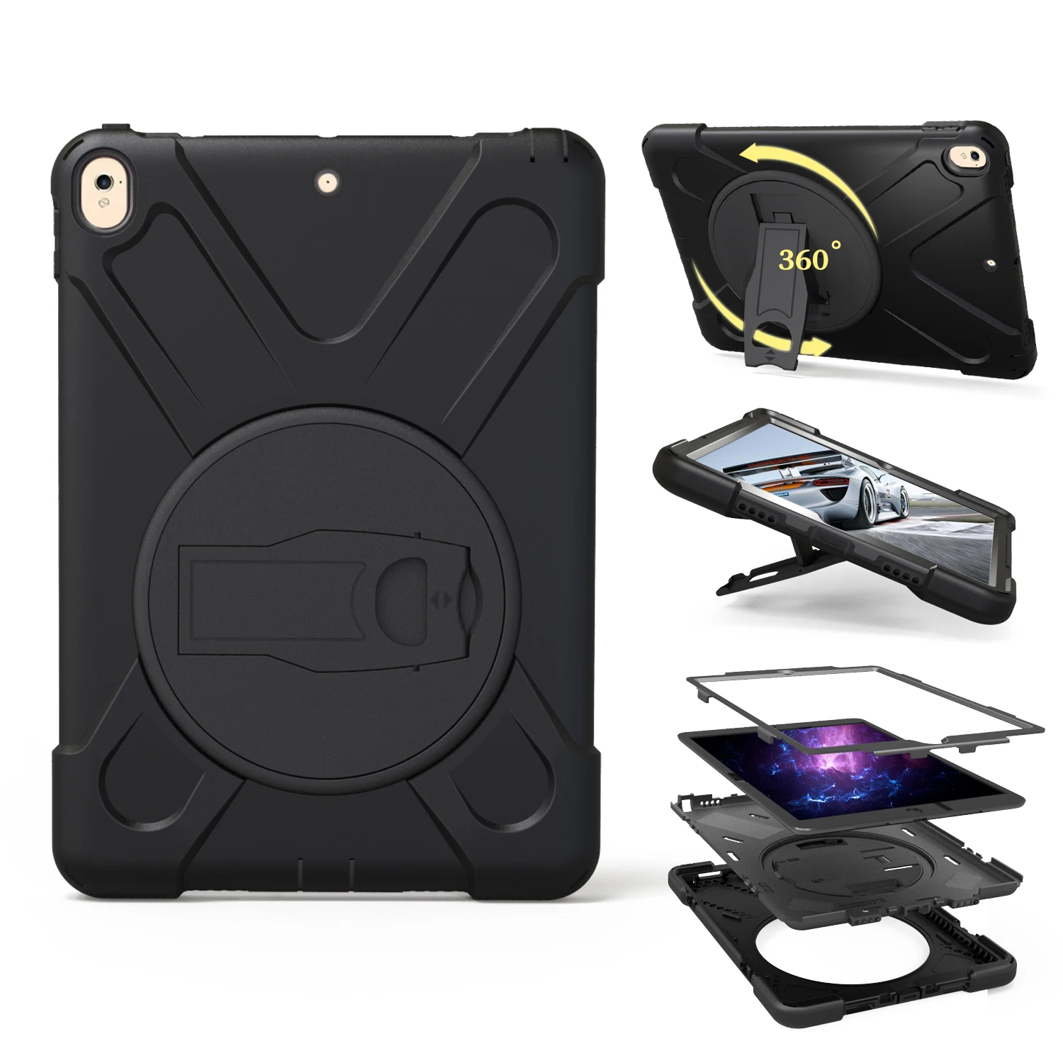 Case For Apple iPad New Pro 10.5 inch 2017, ZVRUA Kids Safe Shockproof Armor Soft Silicone+Hard Cover