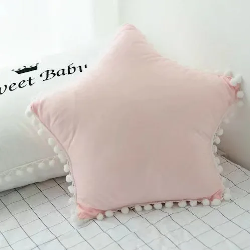 pink star Подушка со звездами и сердечками, съемная и моющаяся декоративная подушка для дивана, детская комната, плюшевая мягкая игрушка - Цвет: pink star