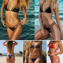 KLV Women Sexy Bandage Bikini Set Push up Padded Bra Swimsuit Beach Swimwear Biquini Bathing Suit