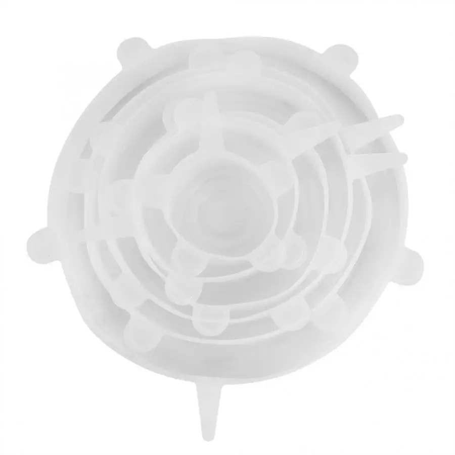 

6PCS Transparent Reusable Silicone Food Pot Lid Bowl Covers Wrap Stretchable Preservative Film Fresh Food Cover