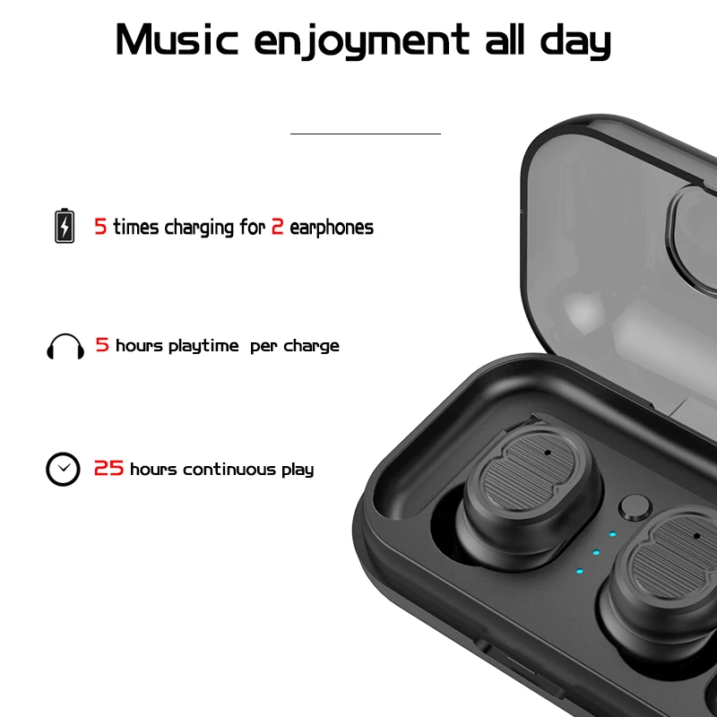 TWS Bluetooth Earphone True Wireless Earbuds 5 0 Bluetooth Headphones Touch Control Headset with Mic for iPhone Xiaomi