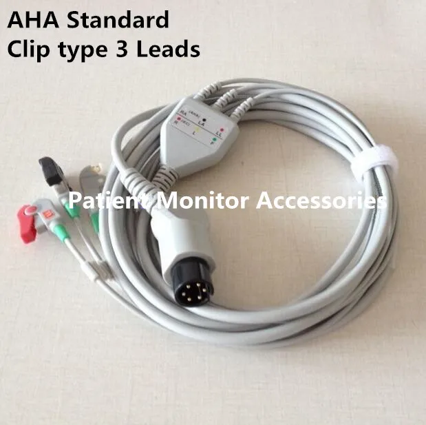 Grampos de Cabo para Monitor de Monitor de Ecg Frete Grátis Aami Genérico Pinos One-piece 3 Leva Mindray Pm7000 - 8000 9000 Aha. Tpu 3.6 m 6 4 Frete Grátis AAMI Genérico 6 Pinos One