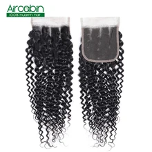 4x4 перуанские вьющиеся волосы Закрытие человеческих волос Кружева Закрытие бесплатно/средний/три части 130% плотность натуральный цвет Remy кружева закрытие