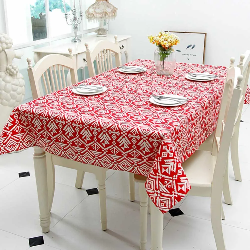 

Meijuner Tablecloth Full Polyester Canvas Abstract Geometric Feather Table Cover Rectangular Tablecloth For Coffee Hotel Banquet