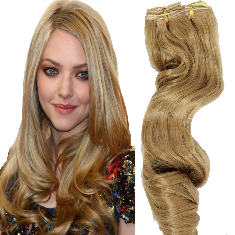 20inch 160g Curly Clip On Natural Hair Synthetic Styling in Extensions 6Piece Blonde Piece hair apply |