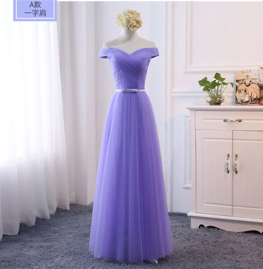 Vestidos para bodas elegantes largos, новинка, тюль, 4 стиля, небесно-голубой, lavend, платье подружки невесты, свадебное платье, настоящая фотография, gelinlik - Цвет: lavender