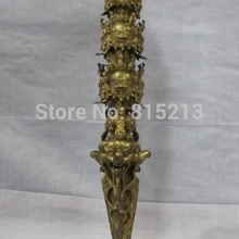 Bi00881 Тибет Буддизм чистая бронза позолота GILT хаягрива Phurpa кинжал статуя Будды