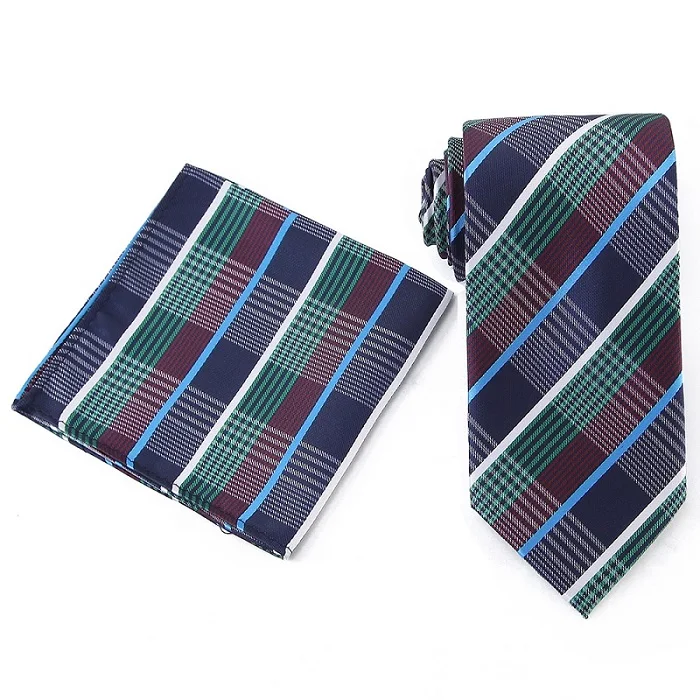 WTHS-052 tie set Портной Смит, Новое поступление, набор галстуков на шею 7,5 см, галстук и носовой платок, мужской набор галстуков, модный клетчатый полосатый мужской галстук, подарки для мужчин - Цвет: WTHS-052 tie set