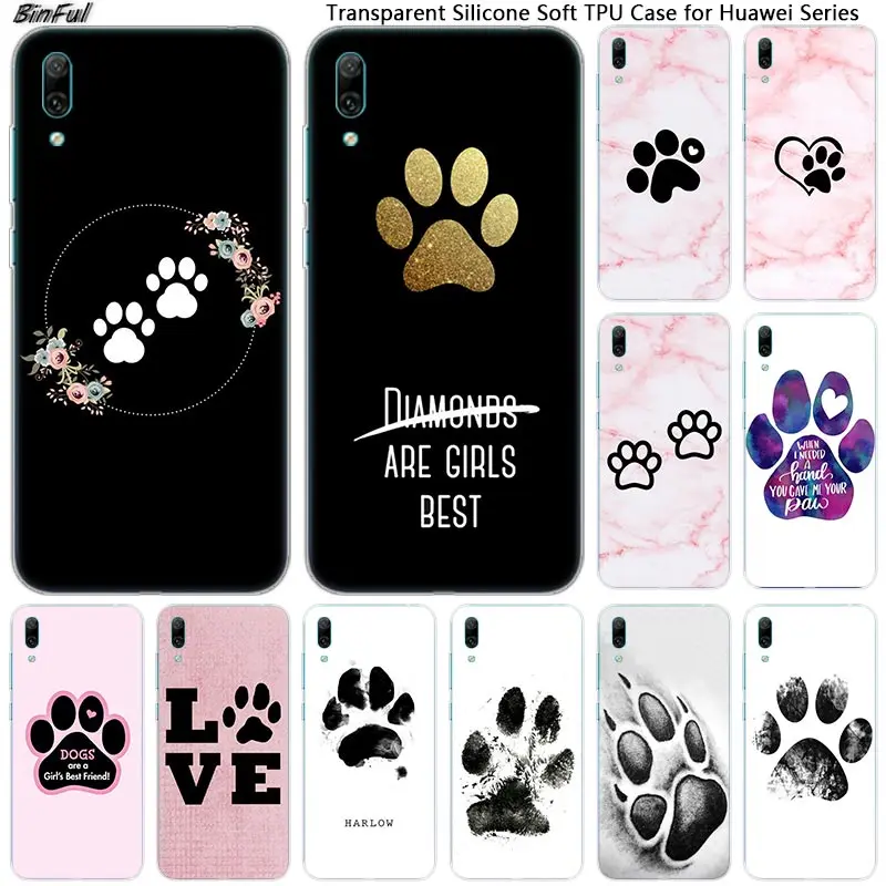 

Hot best friends Dog paw Soft Silicone Phone Case for Huawei Mate 10 20 Lite Pro Enjoy 9S Y9 Y7 Y6 Y5 2019 2018 Pro 2017 Fashion