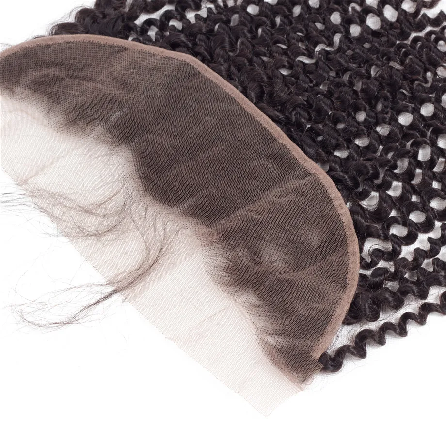 Bling Hair Remy бразильские кудрявые человеческие волосы кружева фронтальное закрытие 13*4 с волосами младенца естественного цвета "-22"