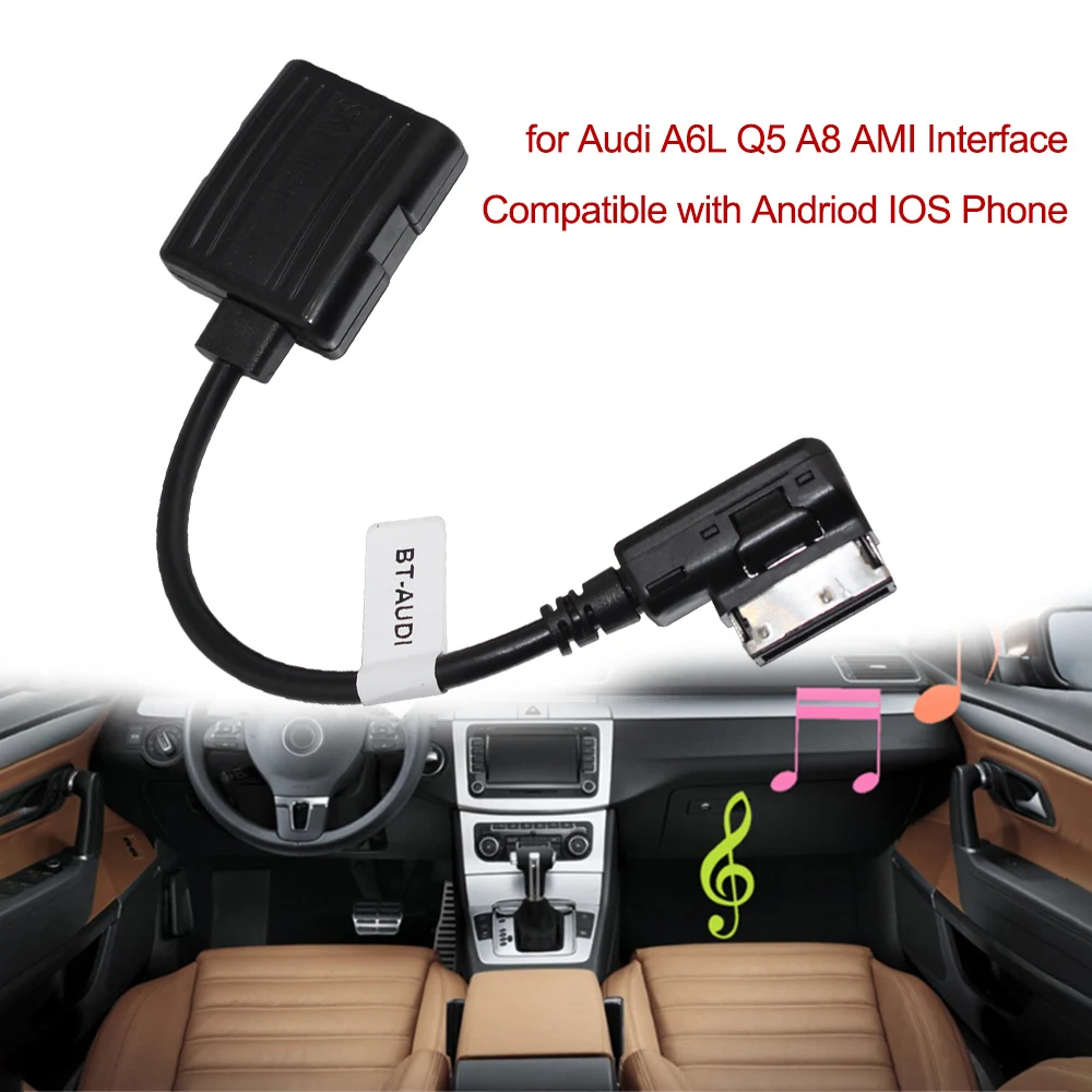 

Car Bluetooth Receiver Module Radio Stereo AUX Cable Wireless Adapter for Audi A6L Q5 A8 AMI Compatible with Andriod IOS Phone