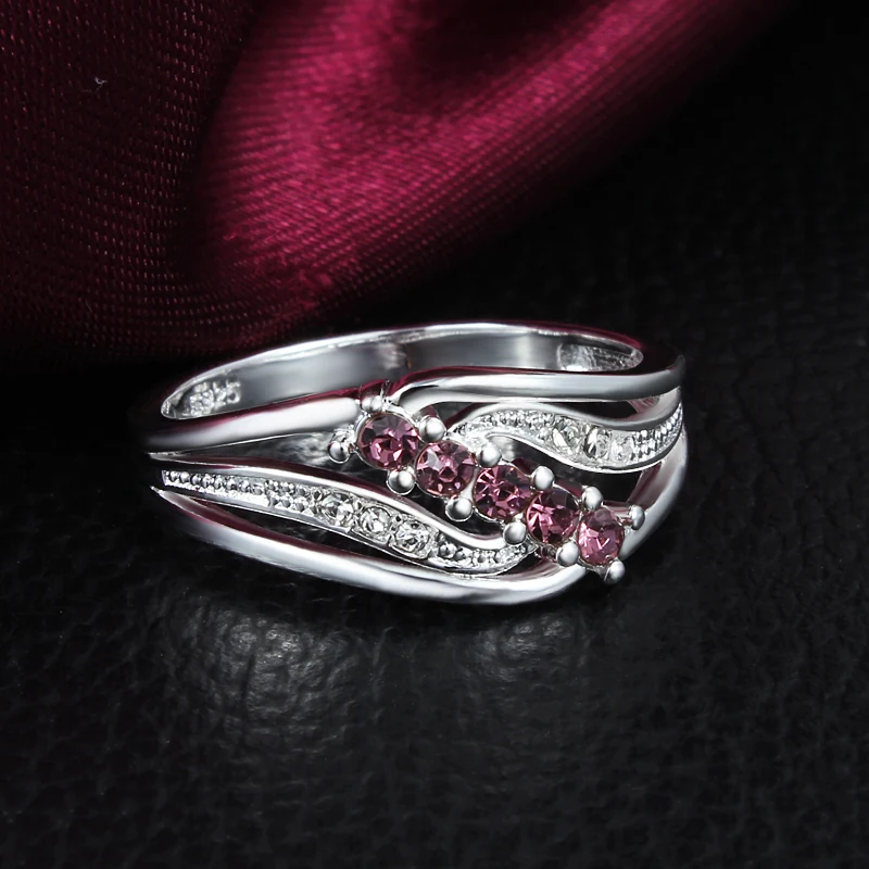 SANTIYAGO Красный Циркон женское кольцо с серебряным напылением продвижение ювелирных изделий для леди