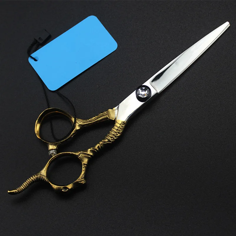 professional Japan 440c 6 inch gold Sheepshead hair scissors haircut scissor thinning barber cutting shears hairdresser scissors