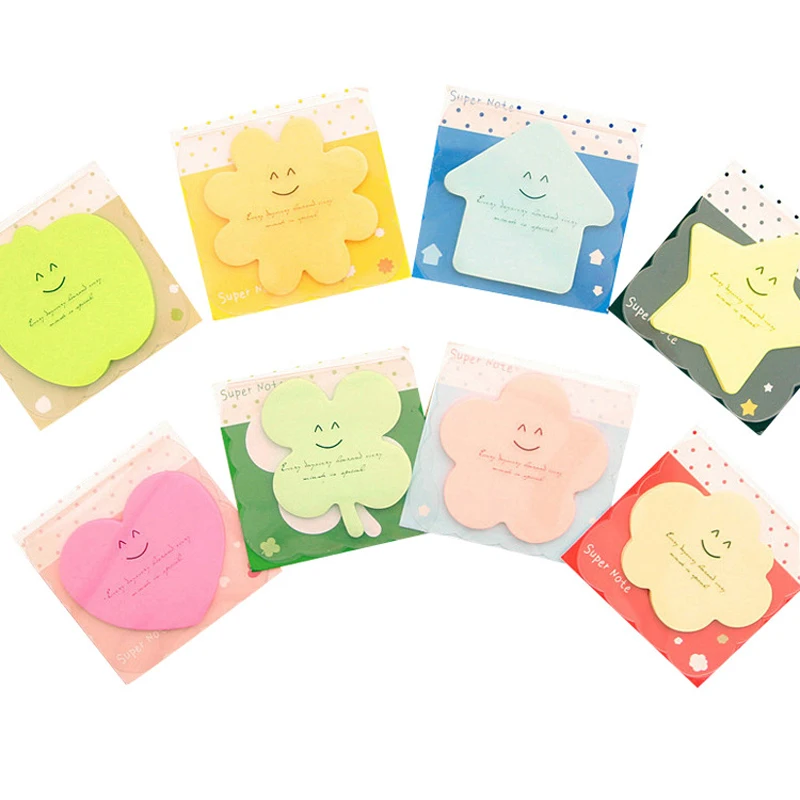 2 шт. милые конфеты цвет Клевер лист Звезда Сердце блокнот липкая бумага стикер