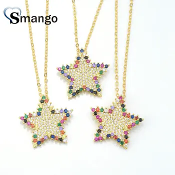 

5Pieces, The Rainbow Series Women Fashion Star Shape CZ Prong Setting Necklace and Pendant,Gold Color,Can Wholesale