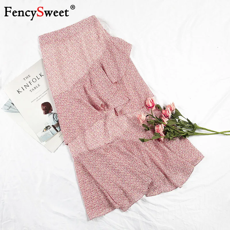 Fencysweet 2019 Новые Летние шифоновые юбки с оборками и цветочным принтом Для женщин