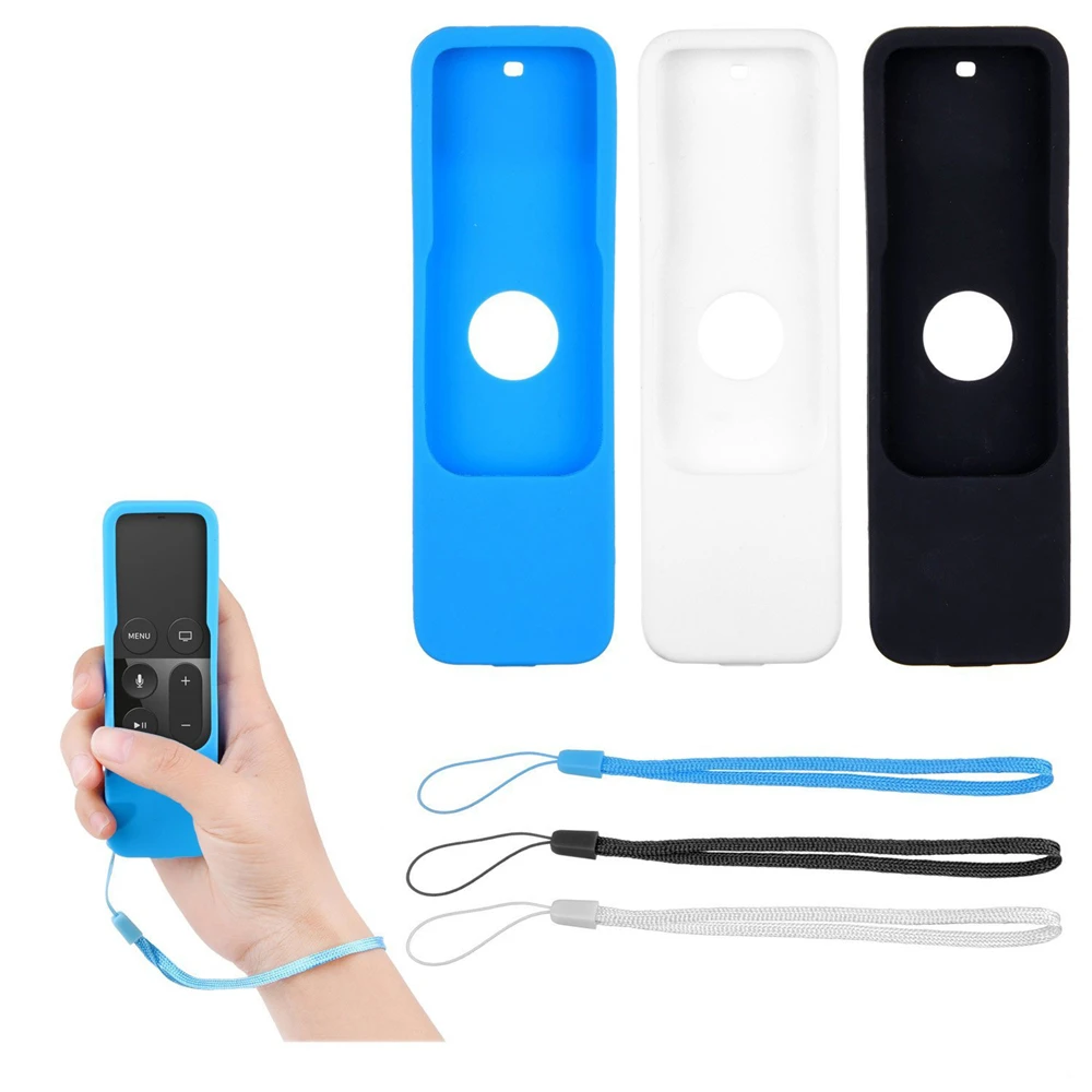 

Silicone Fitted Case for Apple TV 4 Remote Control Protector Cover Bag with Lanyard Strap Protection Retail Package for TV4