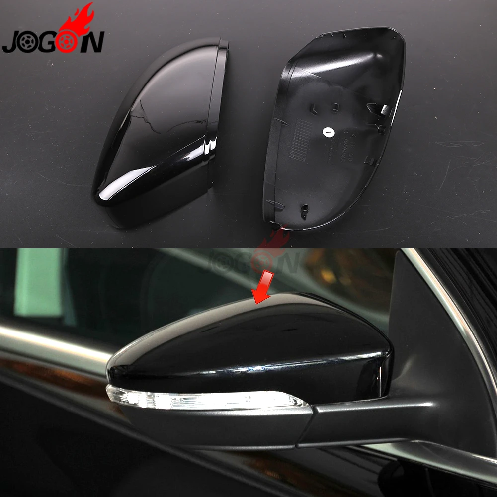 

No Lane Assist 2PC Black For VW Passat B7 CC Scirocco MK3 Jetta MK6 EOS Side Wing Rear View Mirror Cover Replacement Caps Shell