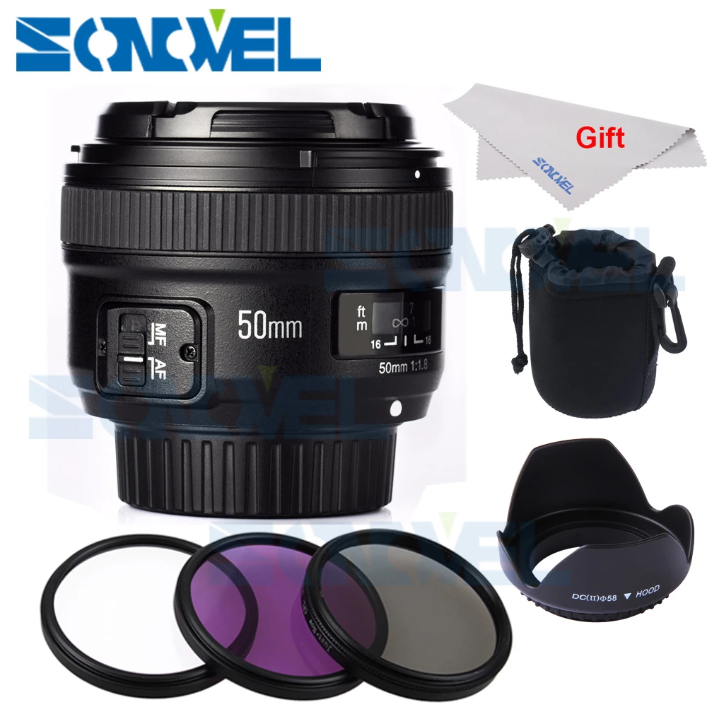 Объектив для камеры YONGNUO YN50mm F1.8 апертура AF объектив с автофокусом + 58 мм УФ CPL FLD