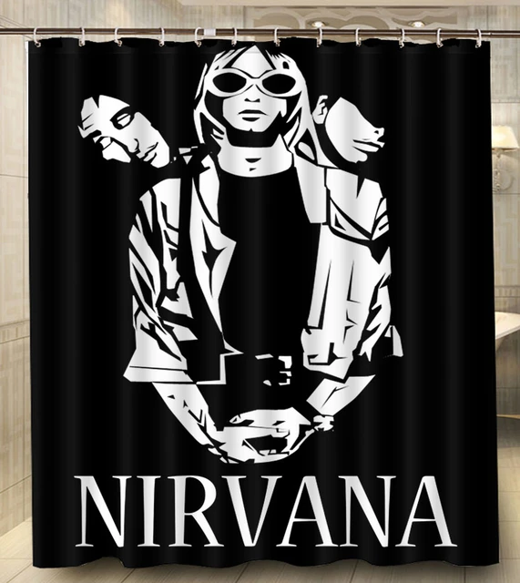 Música Rock Nirvana mejor regalo moderno Custom clásica cortina de ducha  impermeable 160 x 180 cm cortina de baño con ganchos _ - AliExpress Mobile